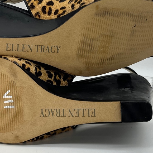 Ellen Tracy Cheetah print leather Wedge slides.  SZ: 6.5. - Picture 7 of 10